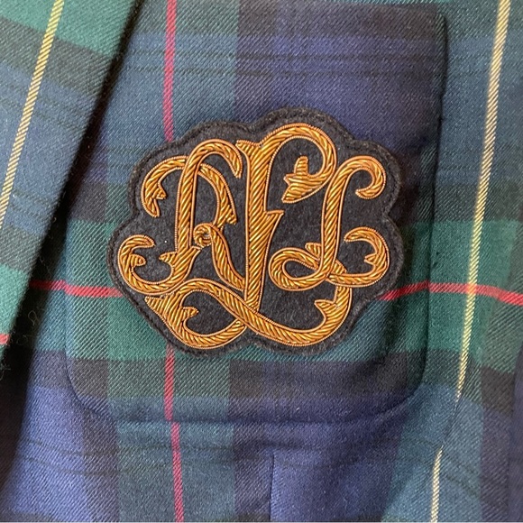 Lauren Ralph Lauren Tartan Plaid Blazer Jacket Wool Blend Bullion Patch 16W NWT - Picture 5 of 15